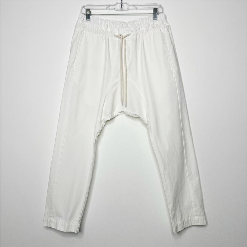 Bassike Cotton Tapered Drop Crotch White Pants Size 2/Medium